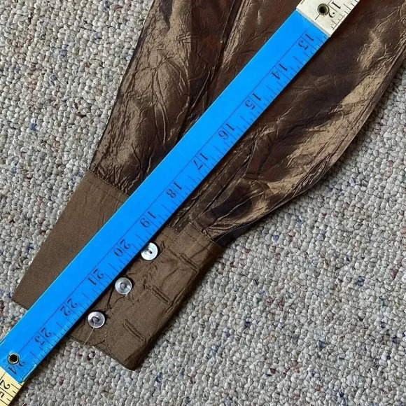 Victoire Y2K metallic Brown long sleeve button-up top satin Silk Blend Women’s S - Picture 3 of 11